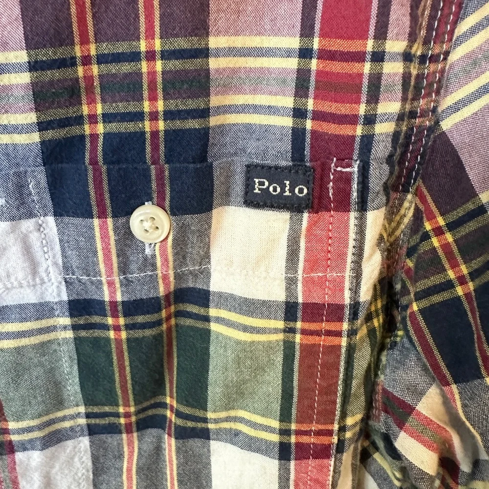 Ralph Lauren Vintage Polo Teen Boy Classic Madras Plaid Button Down Shirt